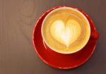 Cappuccino Or Latte Coffee With Heart Shape Stock Photo