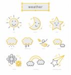 Thin Line Icons Set, Weather Stock Photo