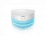 Blue Triangle Cosmetic Jar On White Background Stock Photo