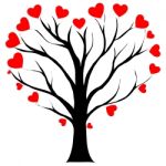 Valentine Tree With Love Heart Stock Photo