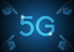 5g Technology Abstract Point Hand Background Stock Photo