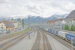 Spiez, Switzerland - April 18: Main Station In The Middle Of A V Stock Photo