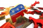 Republican Symbol Attacks Democrat  Stock Photo