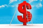 Dollar Sign And Ladder Stock Photo