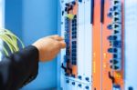 Fix Network Switch In Data Center Room Stock Photo