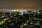 Scenic Of Hamburg Night Cityscape Stock Photo