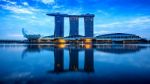 Cityscape Of Singapore At Night Stock Photo