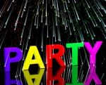 Party Word With Fireworks Stock Photo