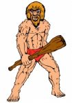 Cartoon Caveman Holding Club Stock Photo