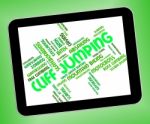 Cliff Jumping Shows High Wordcloud And Words Stock Photo