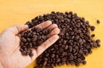 Hands With Coffee Beans Stock Photo