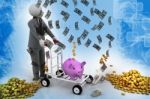 3d Person And Piggy Bank Stock Photo