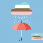 Pastel Color Cloud With Rain Drop On Umbrella Stock Photo