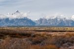 View Of The Grand Teton Mountain Range Stock Photo