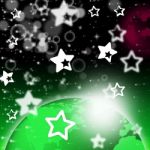 Green Planet Background Shows Stars And Celestial Bodies Stock Photo