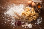 Fettuccine Pasta Italian Food Still Life Rustic Stock Photo