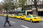 Taxi Rank In Funchal Madeira Stock Photo