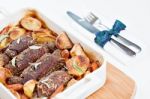 Beef Olives With Vegetables Stock Photo