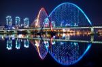 Expro Bridge At Night In Daejeon,korea Stock Photo