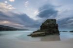 Sunset On The Beaches And Coasts Of Galicia, Spain Stock Photo