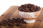 Beans Of Coffee On A Bowl Stock Photo