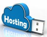 Hosting Cloud Pen Drive Shows Online Data Hosting Stock Photo