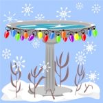 Birdbath For Christmas Stock Photo