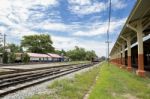 Train Station In Thailand, Summer Day Light Stock Photo