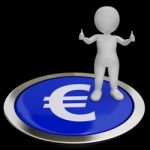 Euro Symbol Button Shows Money And Investments Stock Photo