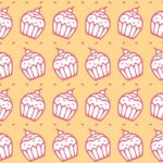 Seamless Pattern Of  Cupcake Illustration Background Stock Photo