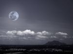 Moon And Mountains Stock Photo