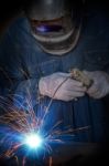 Worker Welding Stock Photo