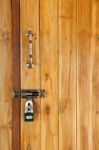 Locked Wood Door Stock Photo