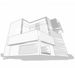 Sketch House Gray Color Style Stock Photo