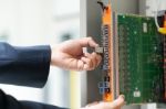 Fix Network Switch In Data Center Room Stock Photo