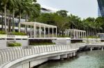 Esplanade Outside The Marina Bay Sands Shopping Centre Stock Photo