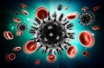 3d Virus And Blood Cells Stock Photo