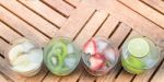 Variety Fruit Infused Water With Iced Stock Photo