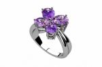 Purple Silver Engagement Ring Stock Photo