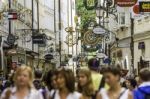 Salzburg, Austria - August, 2011: Unidentified People Walking Stock Photo