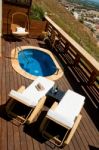 Pool Deck With Lounge Chairs Stock Photo