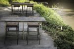 Weathered Old Outdoors Table And Chairs Set Stock Photo