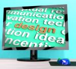 Design Word On Computer Shows Graphic Artwork Stock Photo