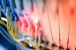 Fiber Optic With Servers In A Technology Data Center Stock Photo