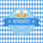 Beer Festival Oktoberfest Badge On Blue Rhombus Background Stock Photo