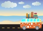  Passenger Van Car With Seascape Background Stock Photo