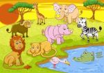 Safari Animals In Forest Stock Photo