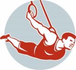 Crossfit Athlete Muscle-up Gymnastics Ring Retro Stock Photo