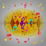 Yellow Music Background Shows Records Piece Or Melody
 Stock Photo