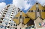 Pencil Tower And Cube Houses In The Center Of The Rotterdam Stock Photo